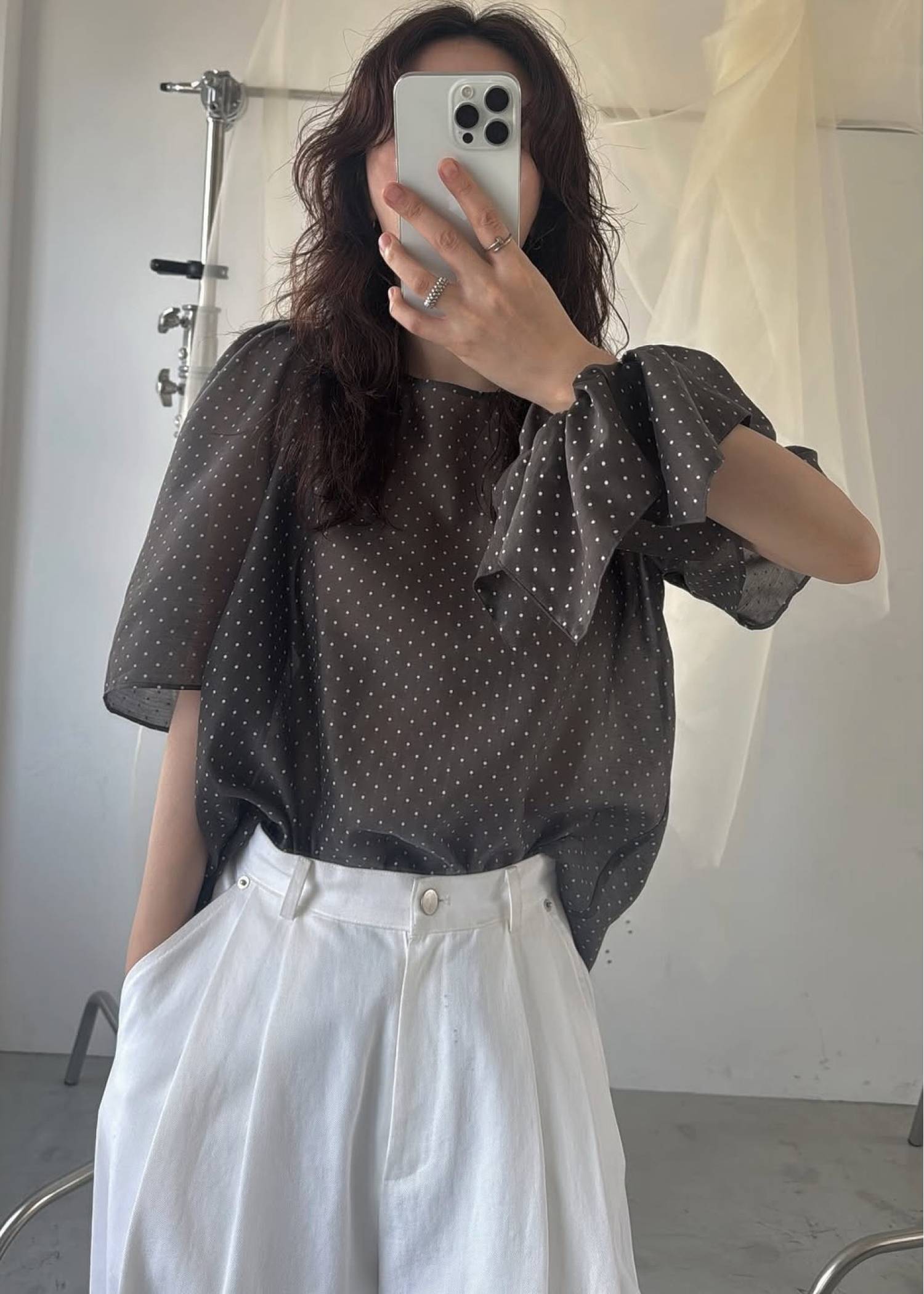 volume sleeve dot scrunchie BL