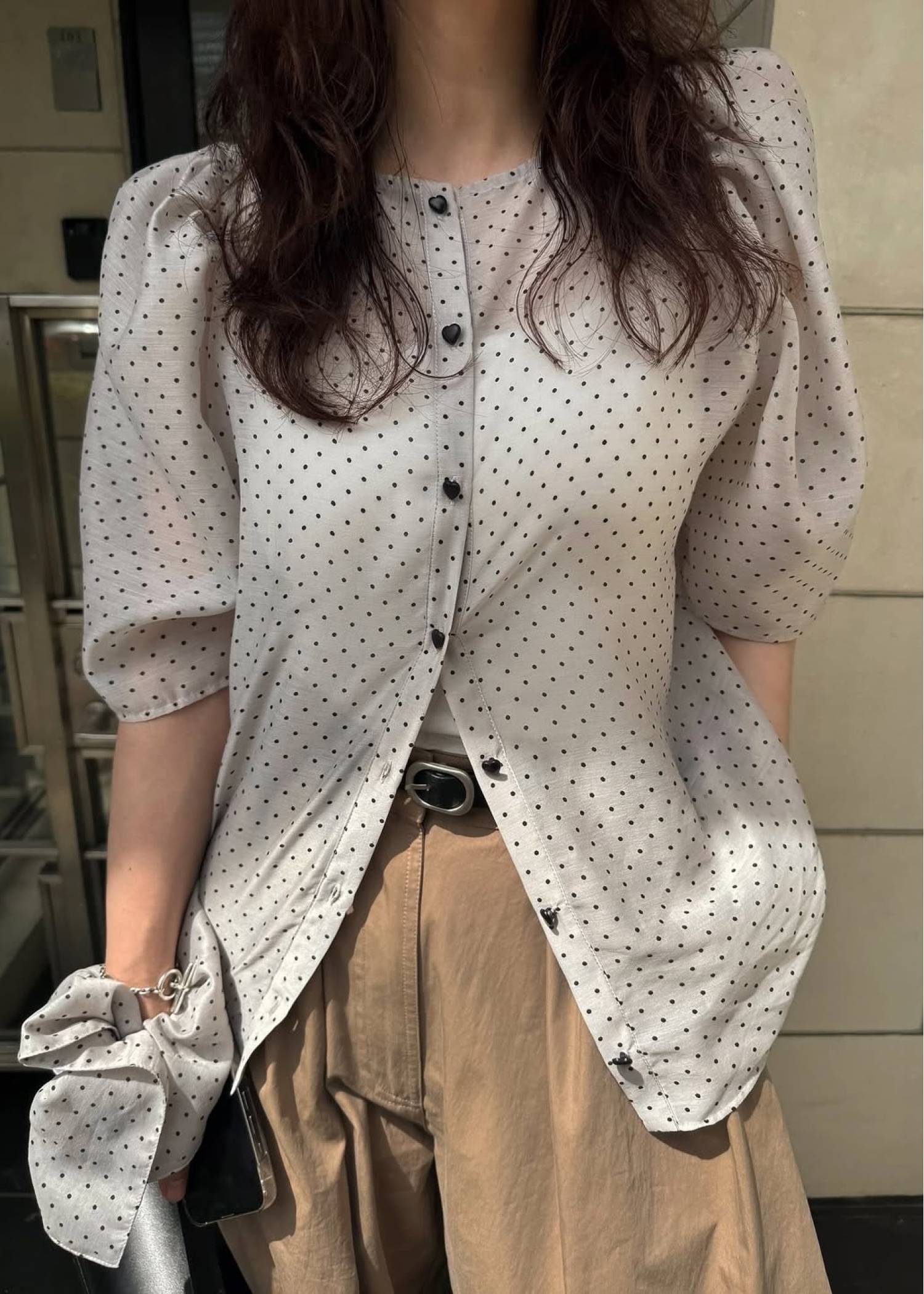 volume sleeve dot scrunchie BL