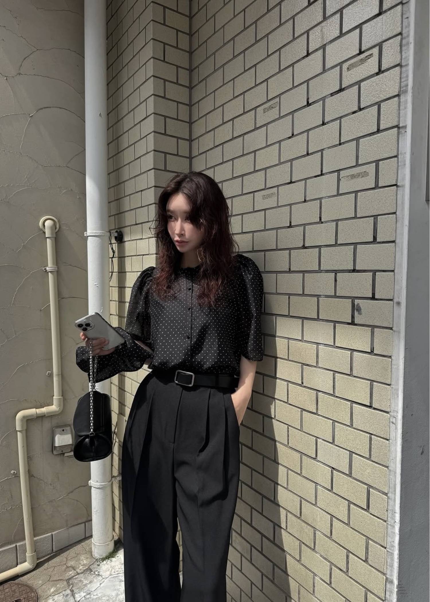 volume sleeve dot scrunchie BL