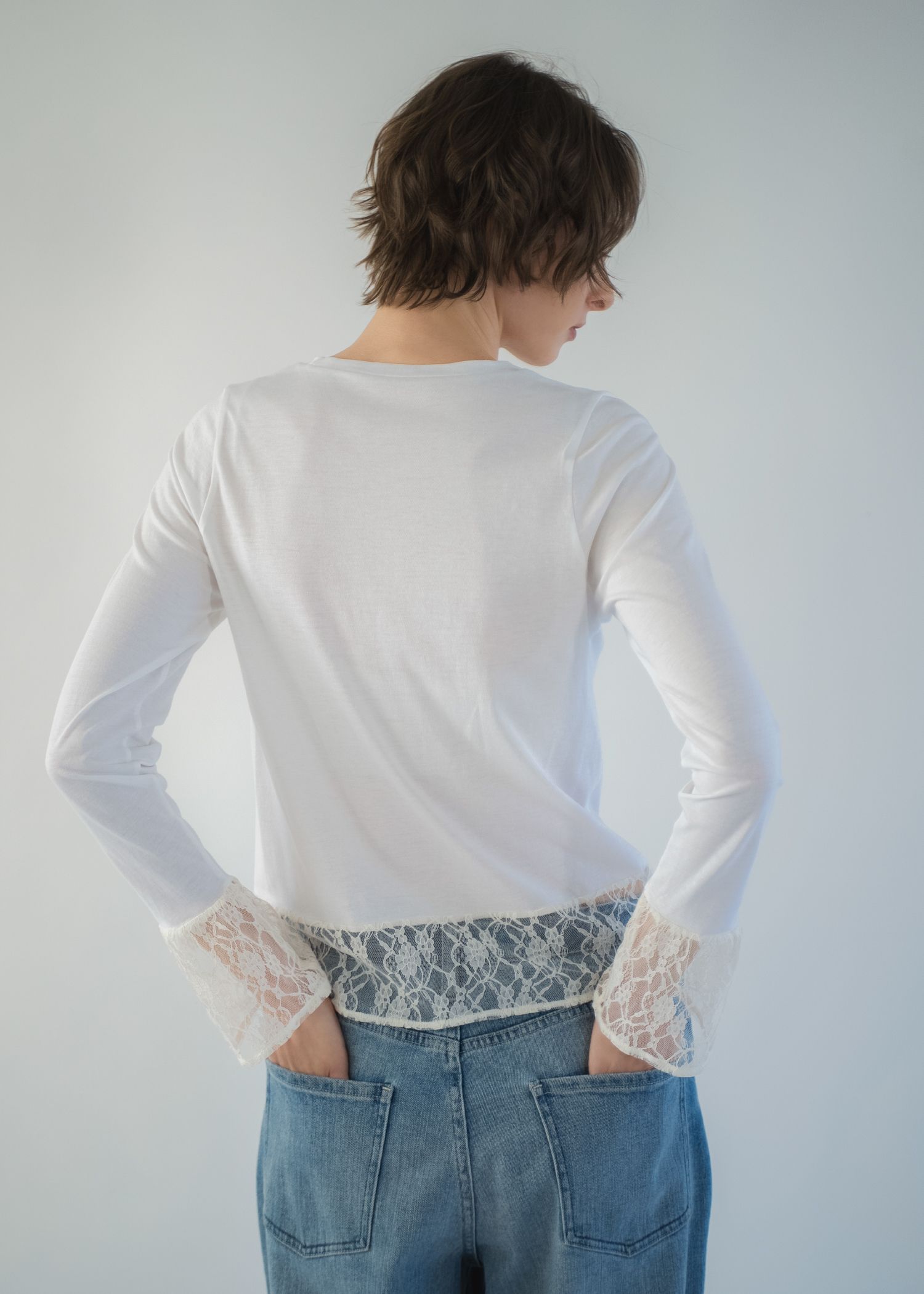 hem lace sheer cut and sew tops