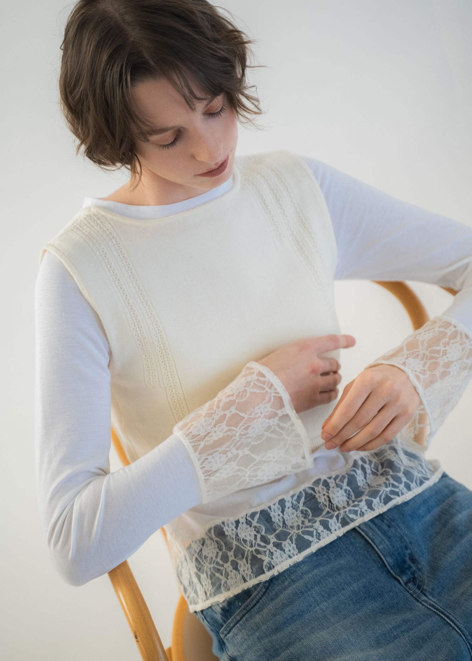 hem lace sheer cut and sew tops