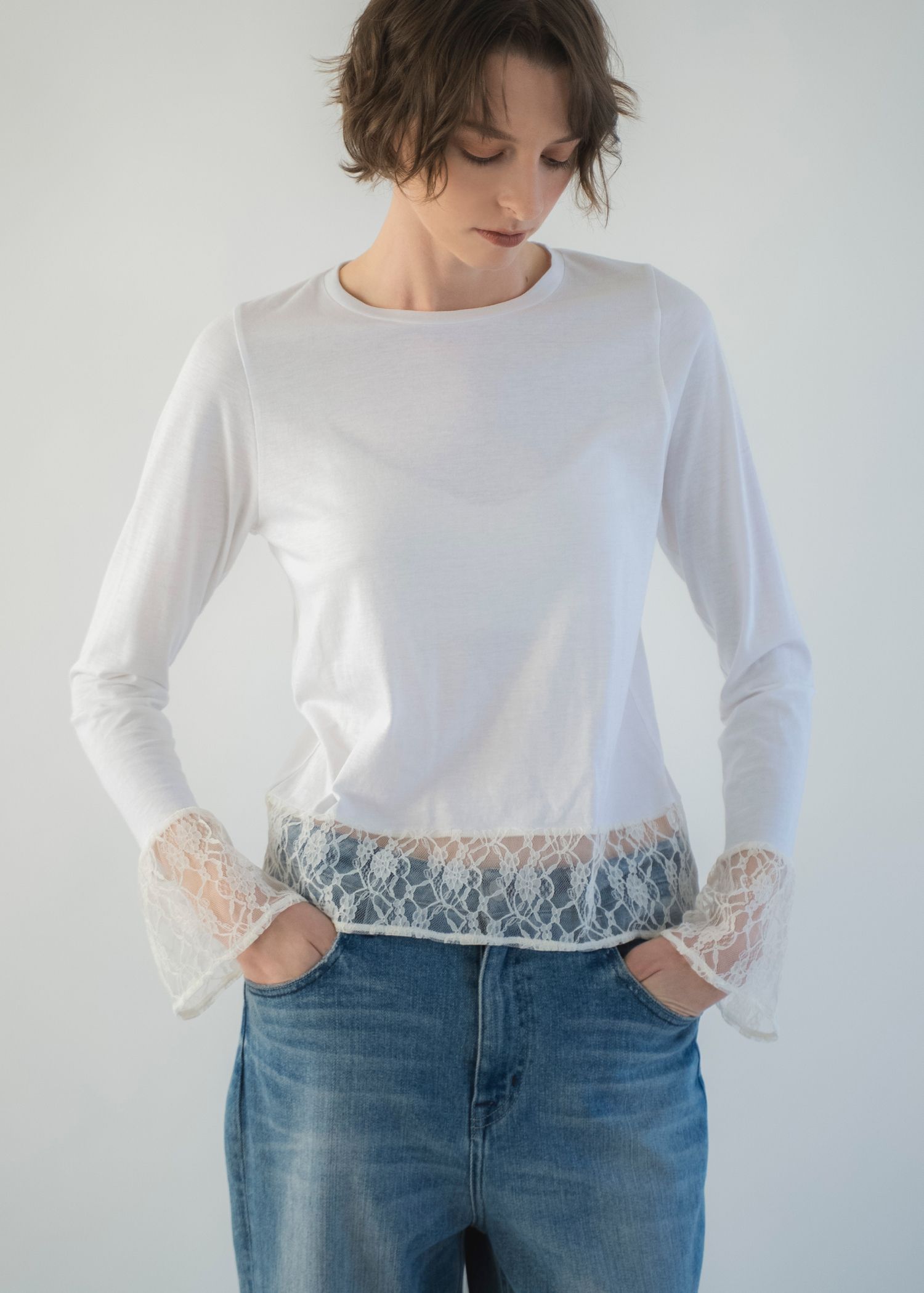 hem lace sheer cut and sew tops