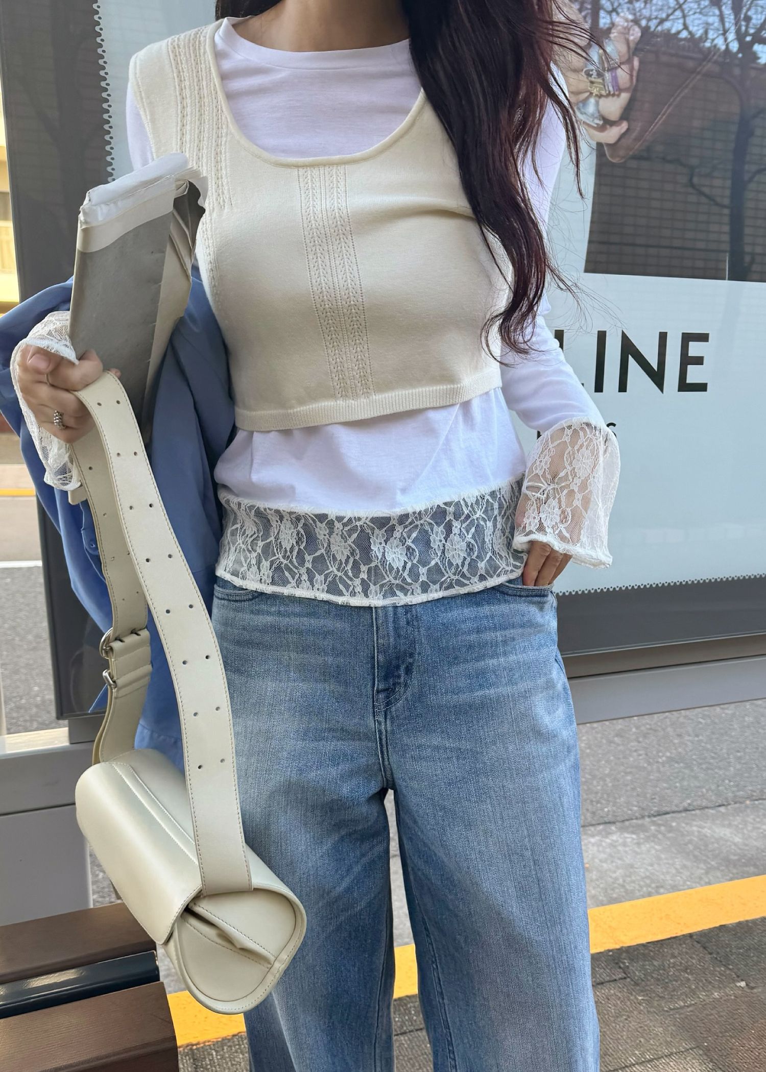 hem lace sheer cut and sew tops