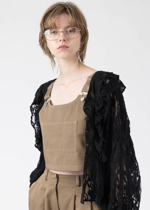 tiered frill neck volume sleeve lace BL