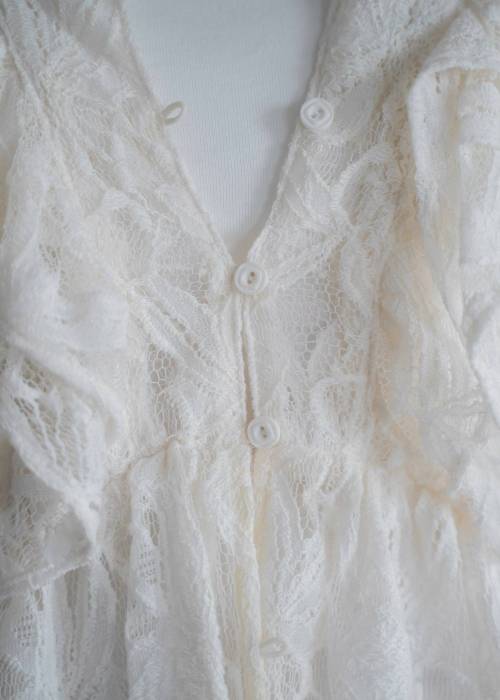 tiered frill neck volume sleeve lace BL