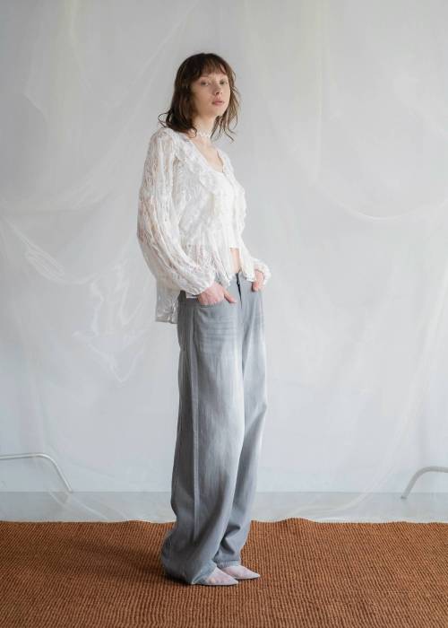 tiered frill neck volume sleeve lace BL