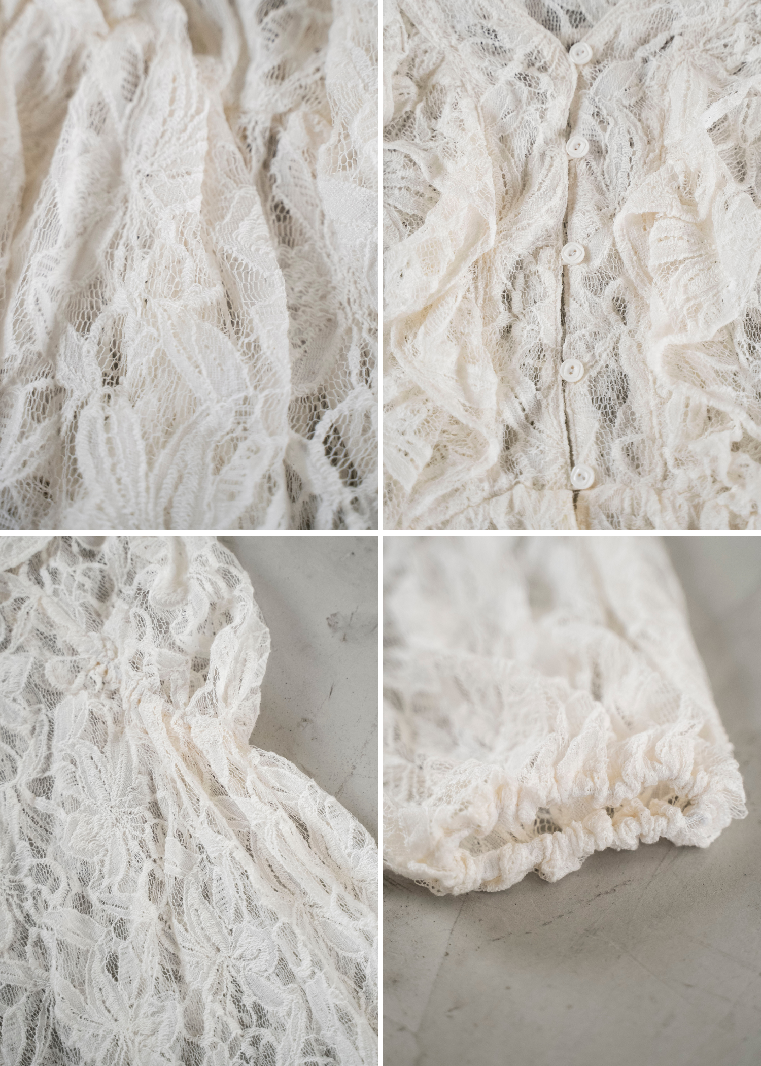 tiered frill neck volume sleeve lace BL