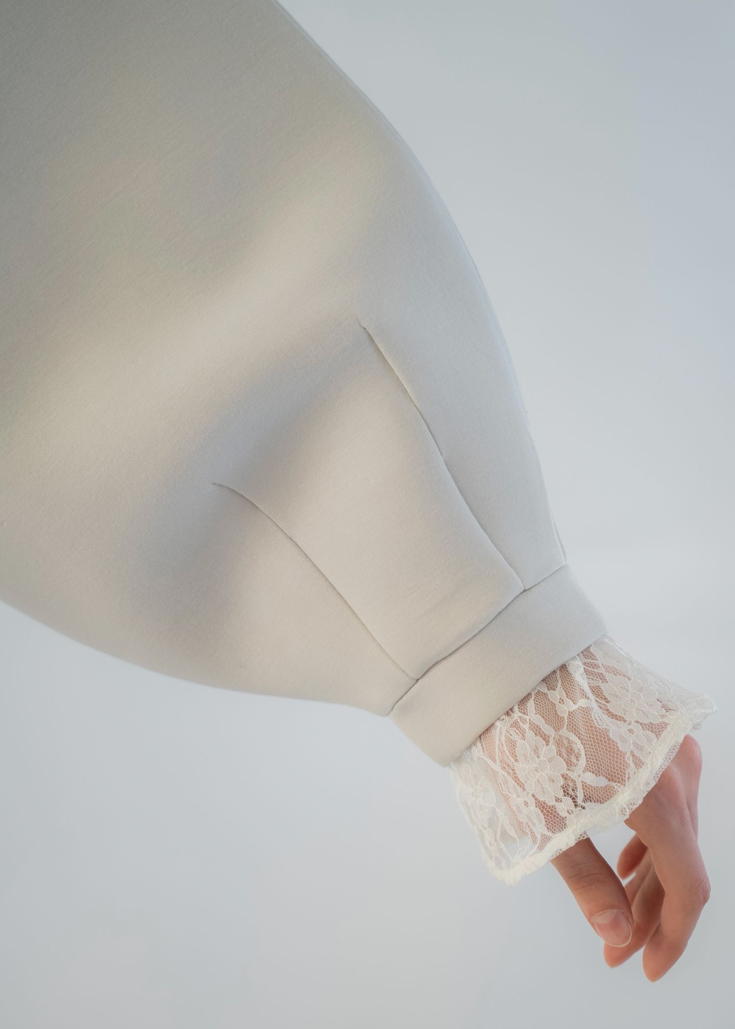 v neck volume sleeve peplum ponte tops