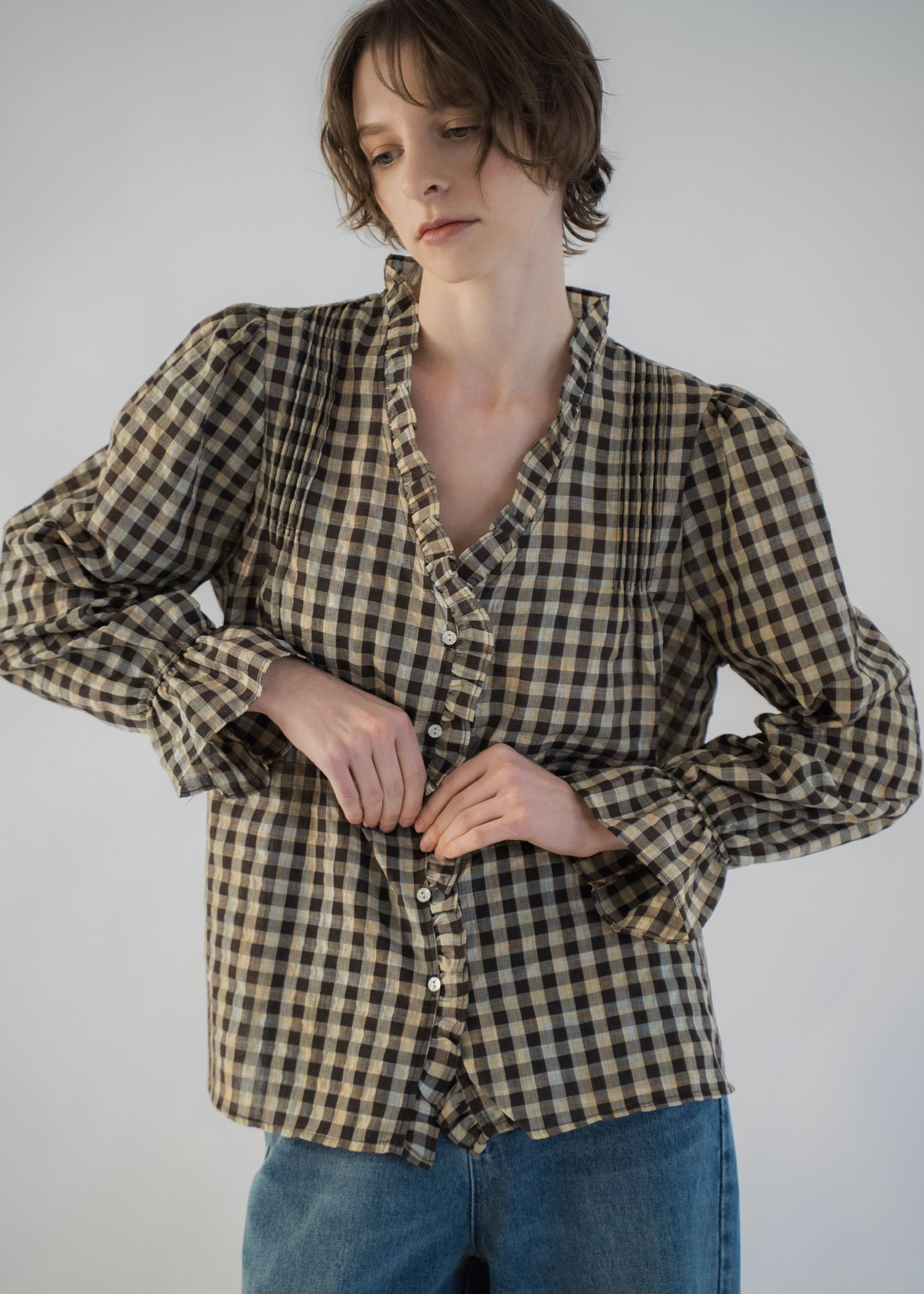 gingham check seersucker frill BL