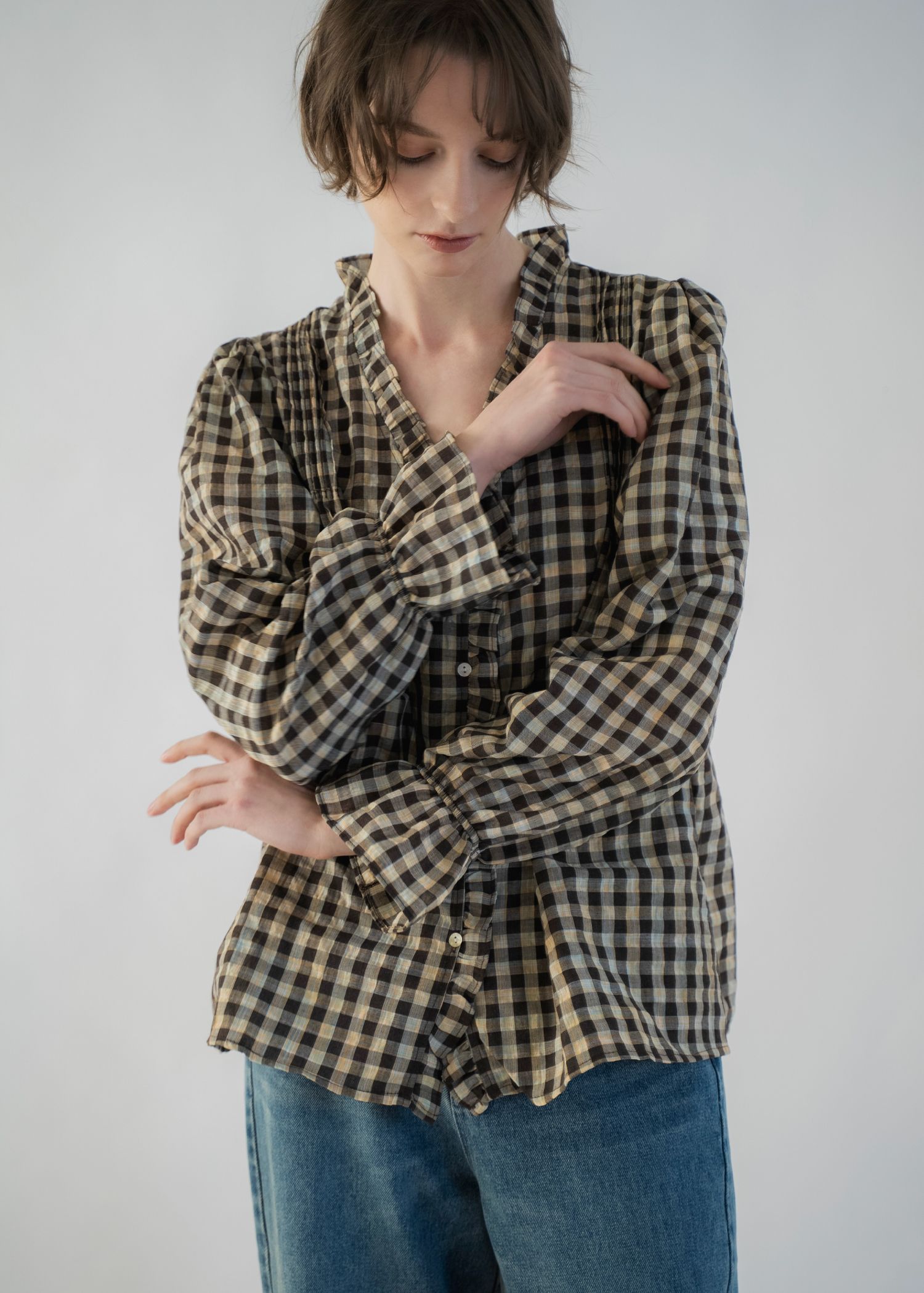 gingham check seersucker frill BL