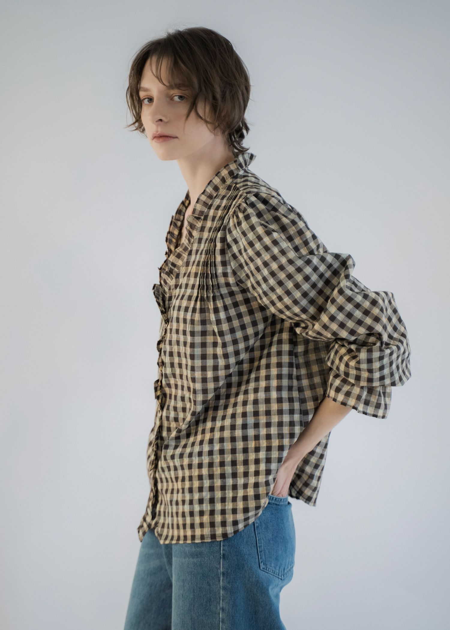 gingham check seersucker frill BL