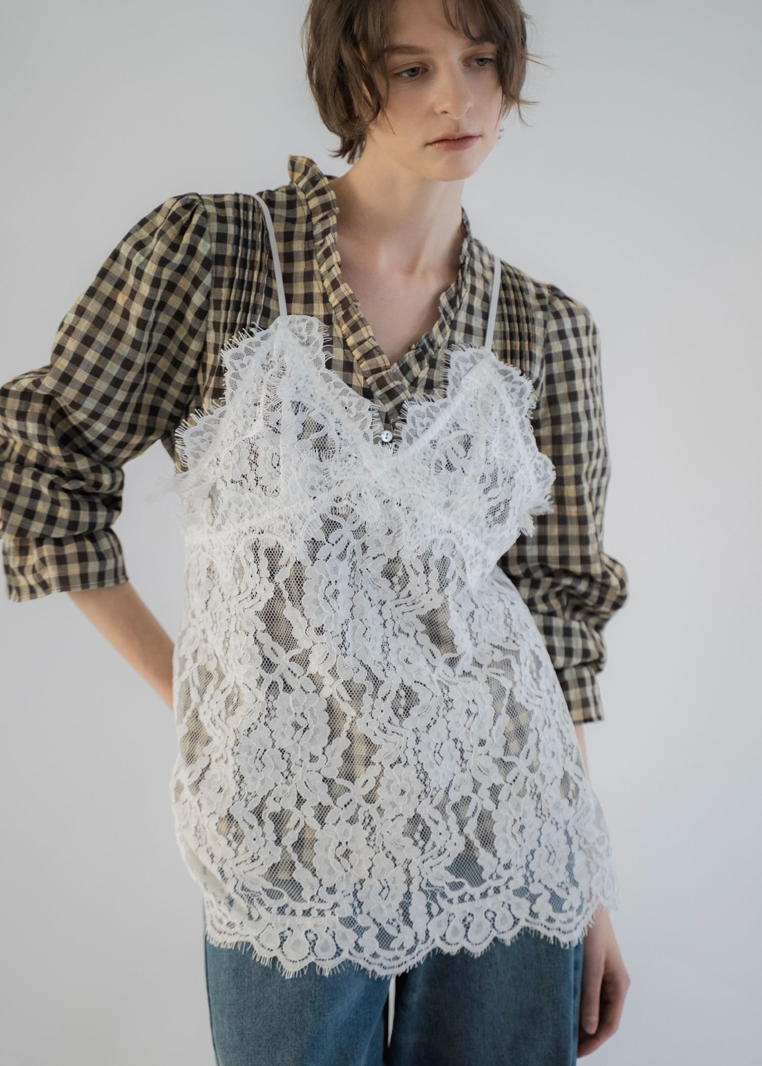 gingham check seersucker frill BL