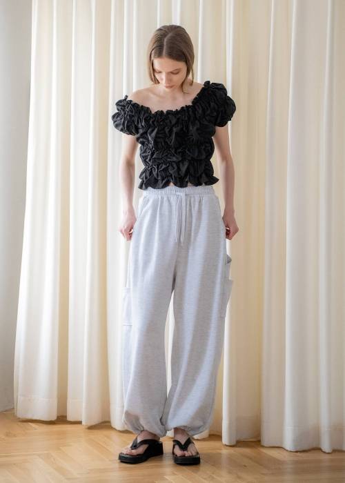 whip shirring stripe 2way tops