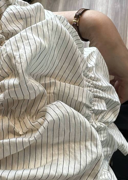 whip shirring stripe 2way tops