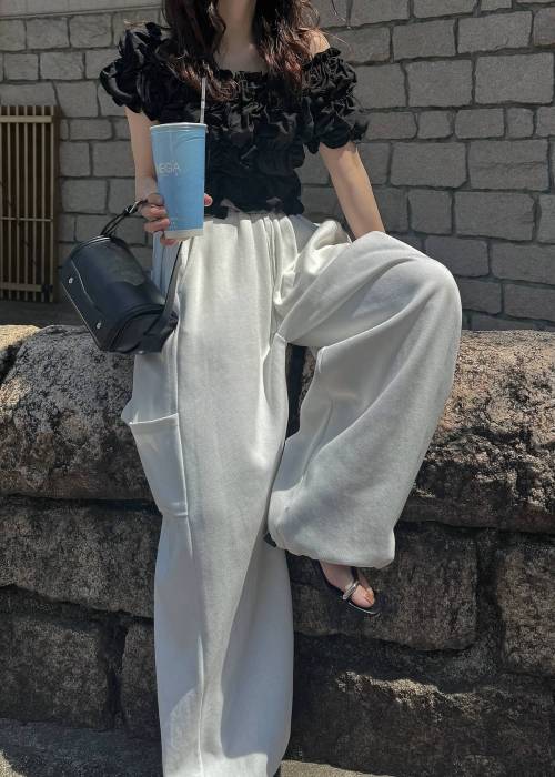 whip shirring stripe 2way tops