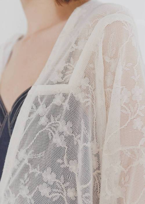 sheer mesh lace trim hoodie tops