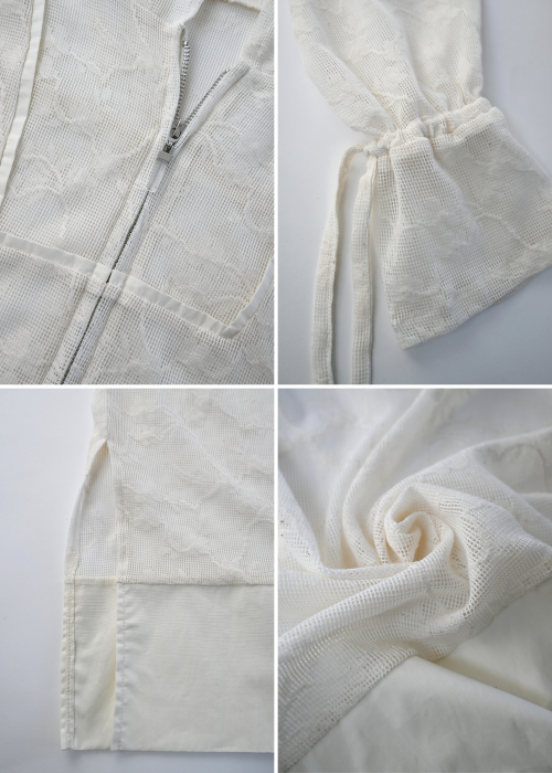 sheer mesh lace trim hoodie tops