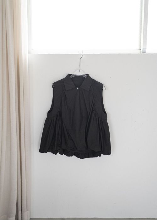 volume balloon gather no sleeve tops