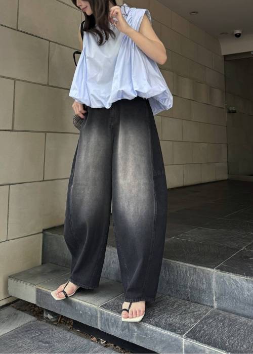 volume balloon gather no sleeve tops