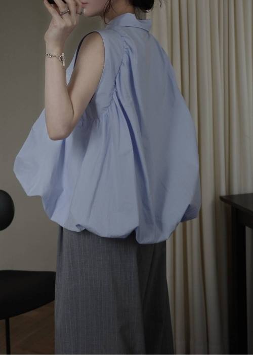 volume balloon gather no sleeve tops