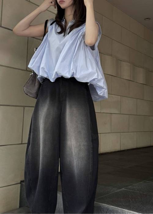 volume balloon gather no sleeve tops