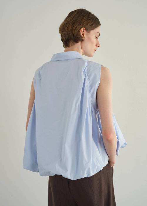 volume balloon gather no sleeve tops
