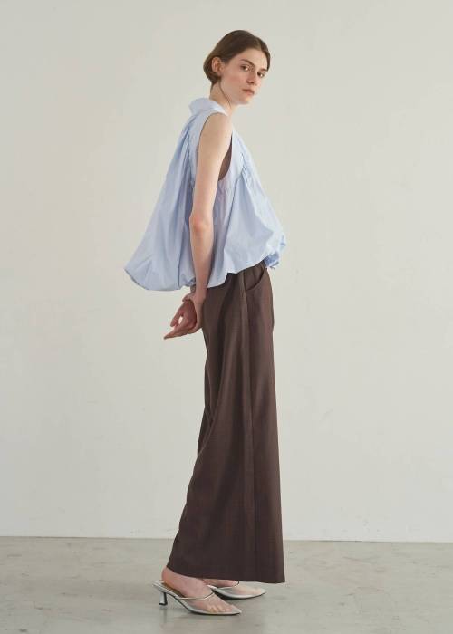 volume balloon gather no sleeve tops