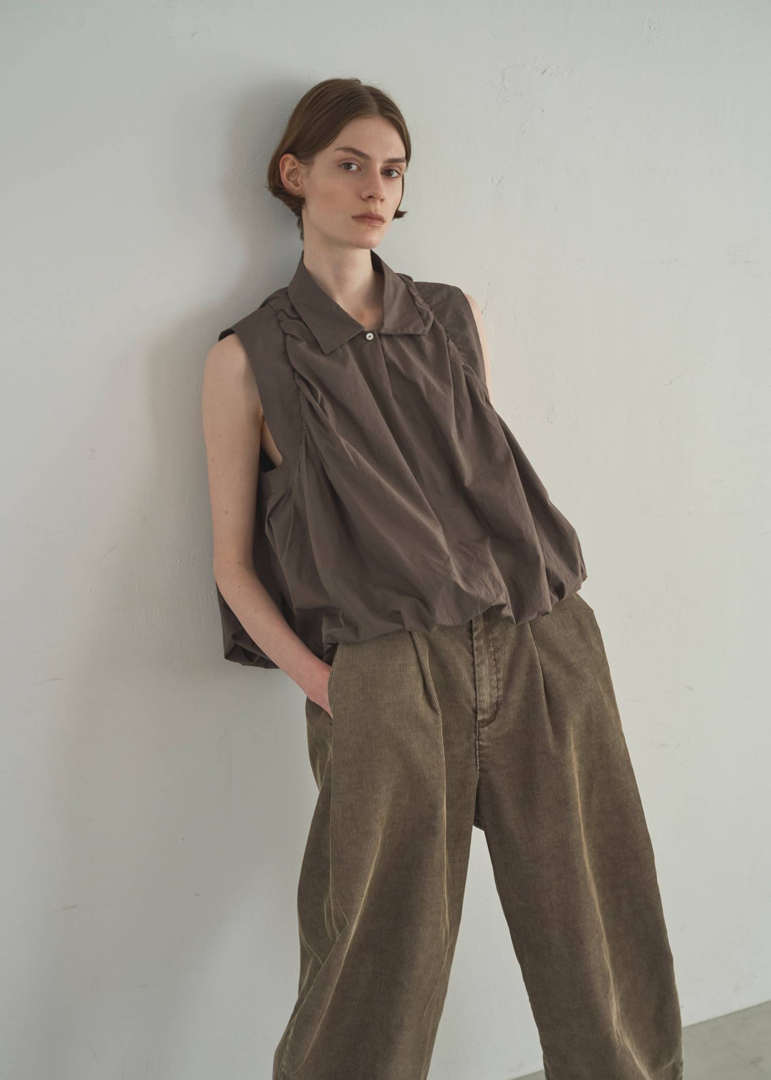 volume balloon gather no sleeve tops
