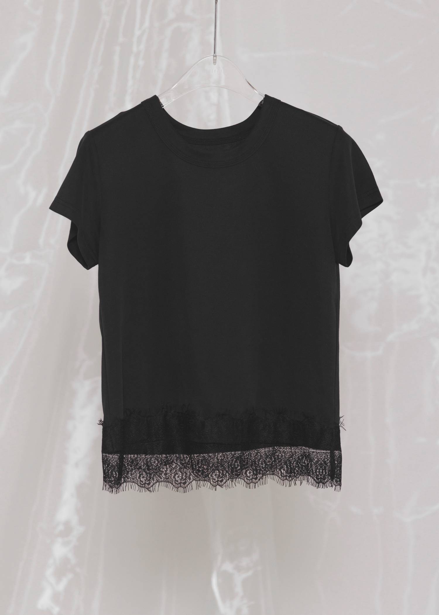 hem scallop lace compact T-Shirt