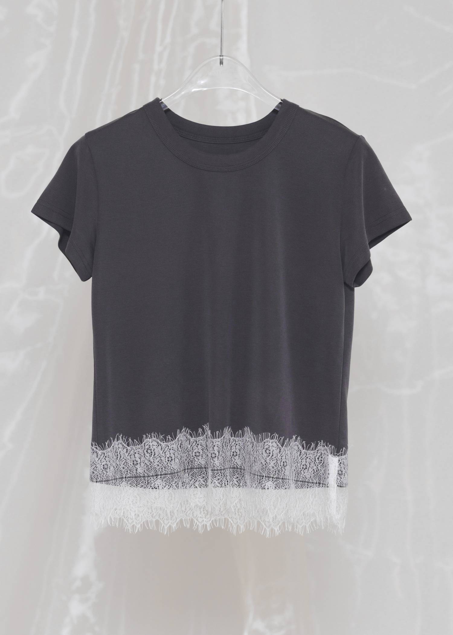 hem scallop lace compact T-Shirt