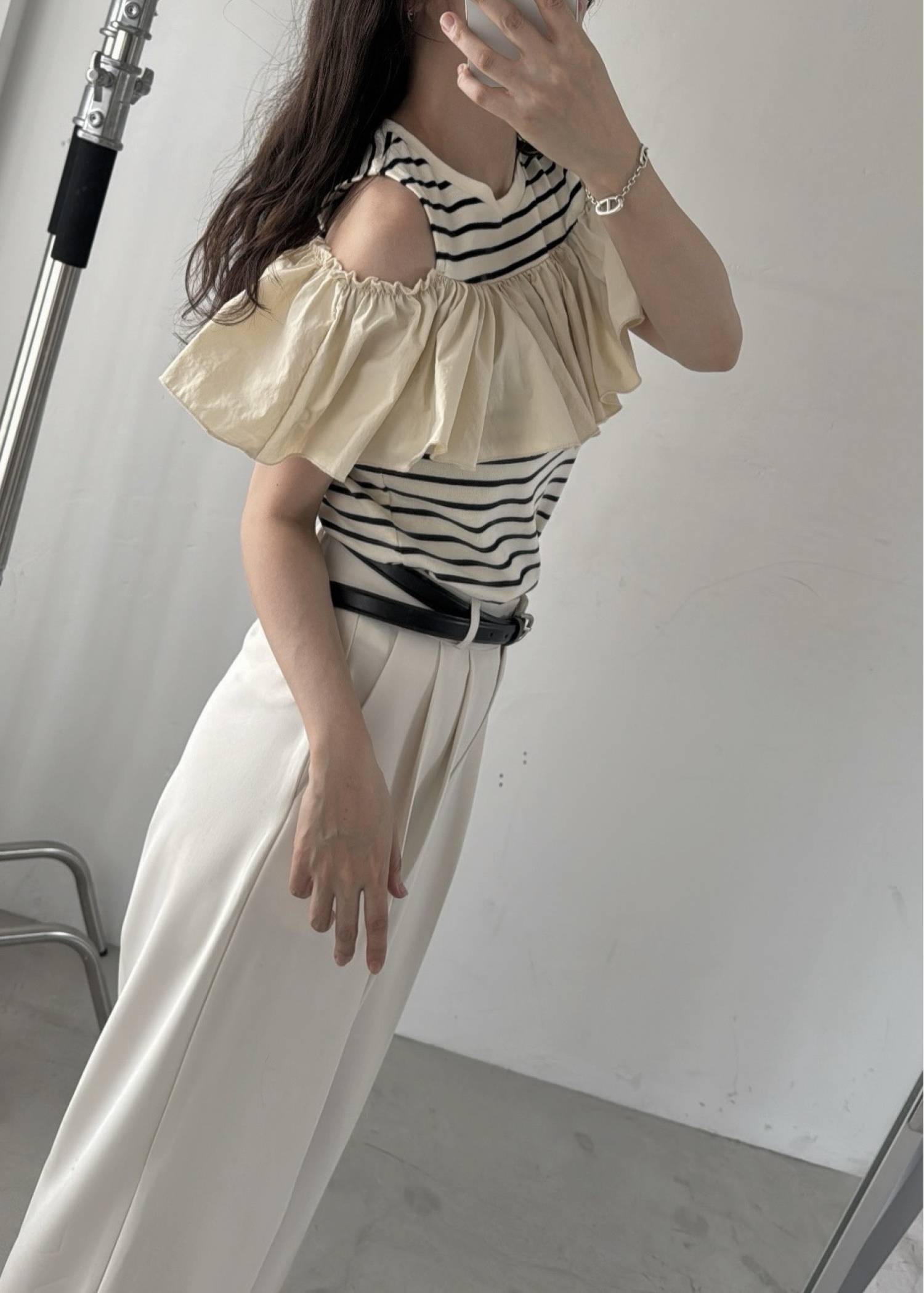 convertible shoulder frill border tops