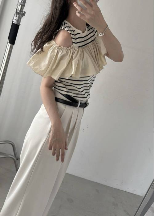 convertible shoulder frill border tops