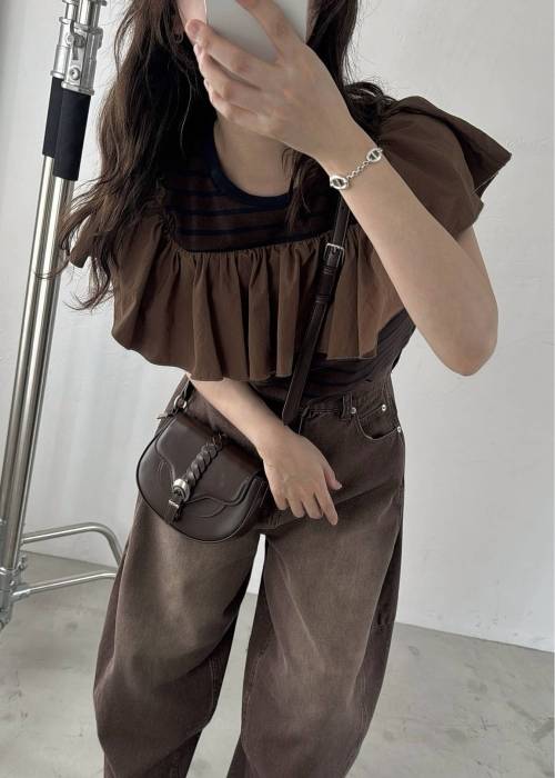 convertible shoulder frill border tops