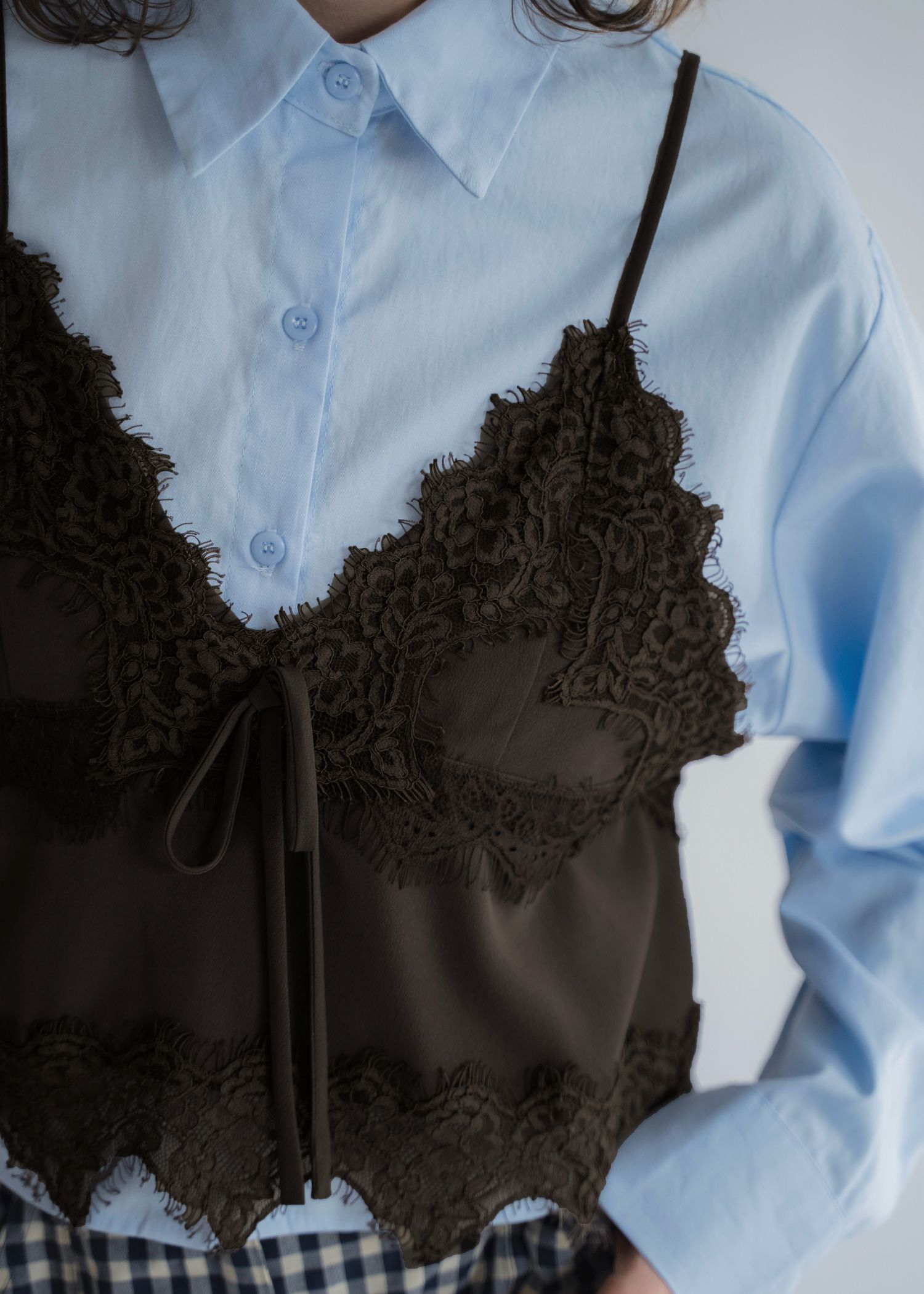 lace cropped bustier cami