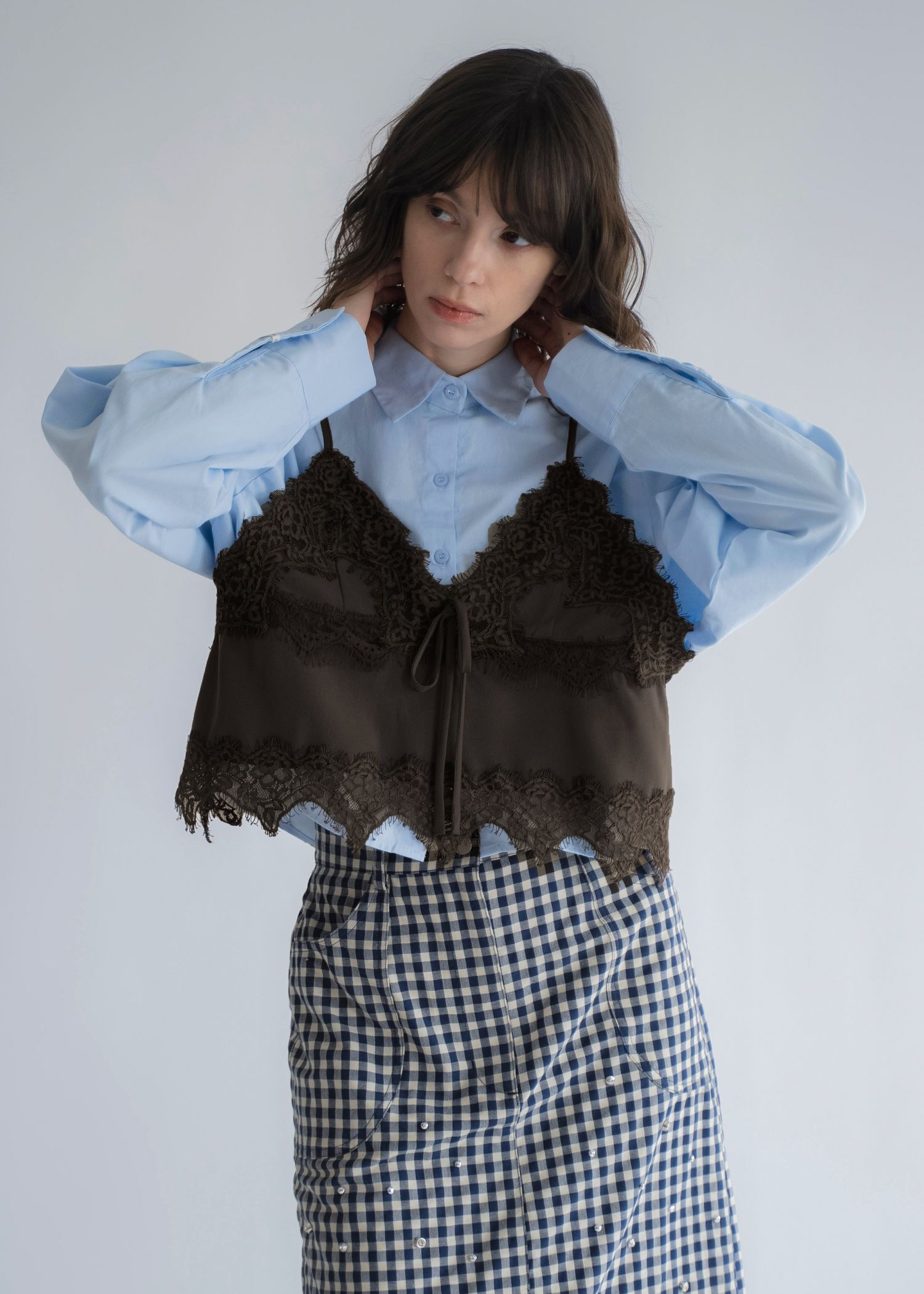 lace cropped bustier cami