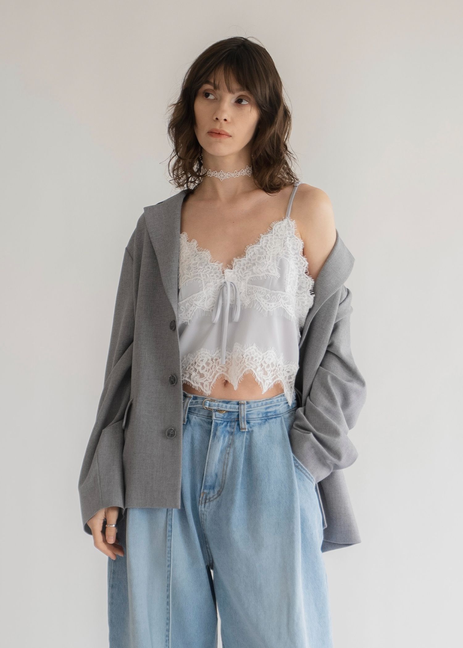 lace cropped bustier cami