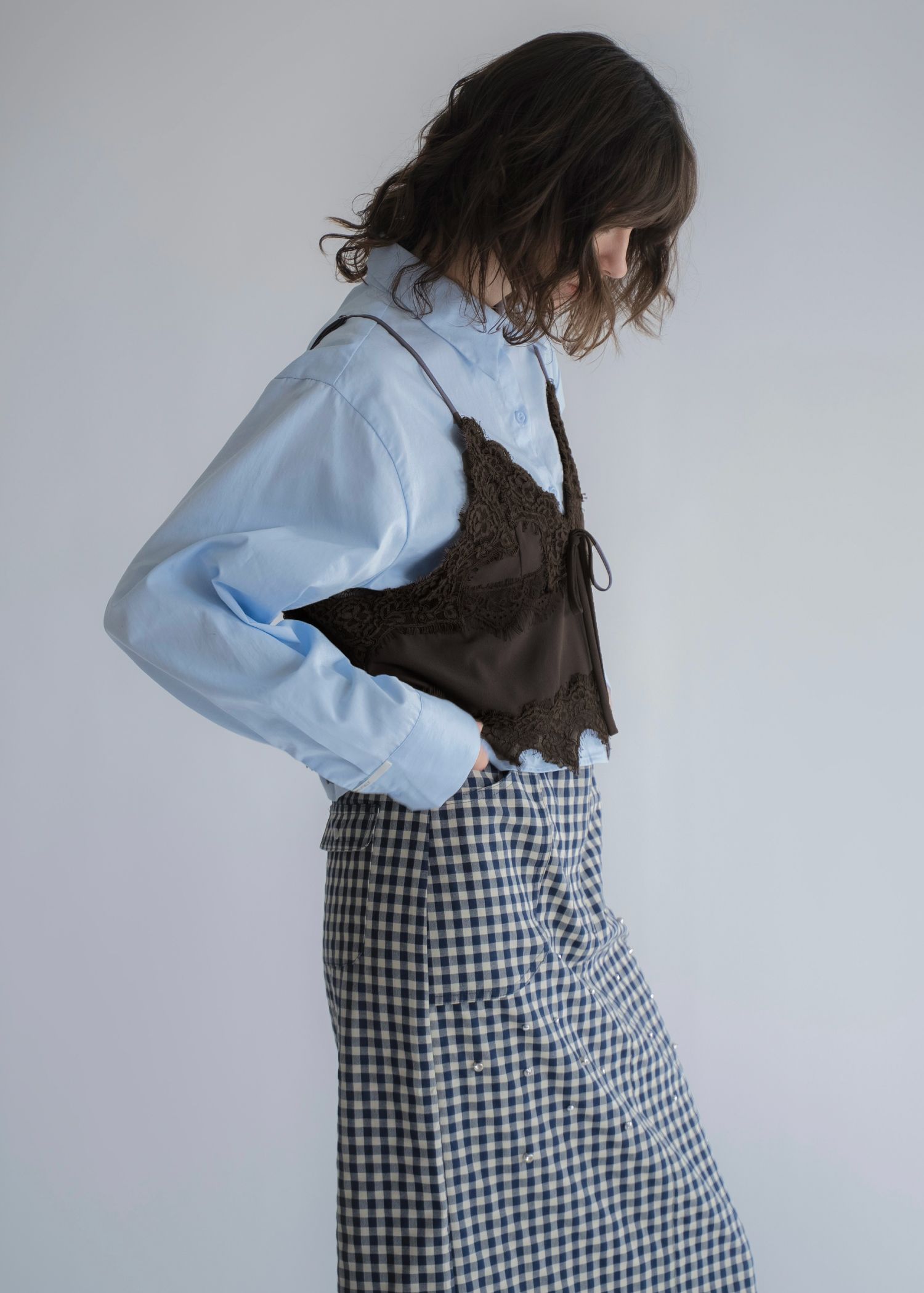 lace cropped bustier cami