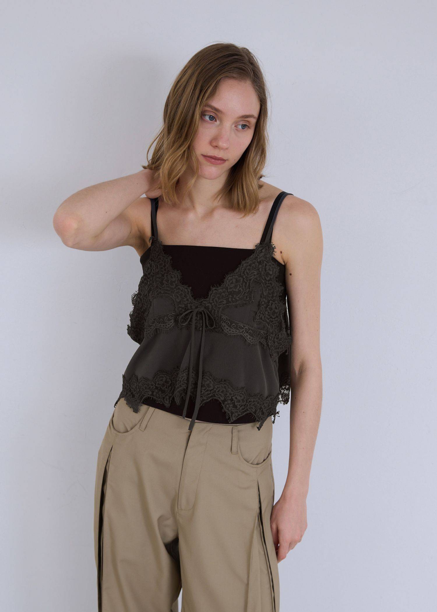 lace cropped bustier cami