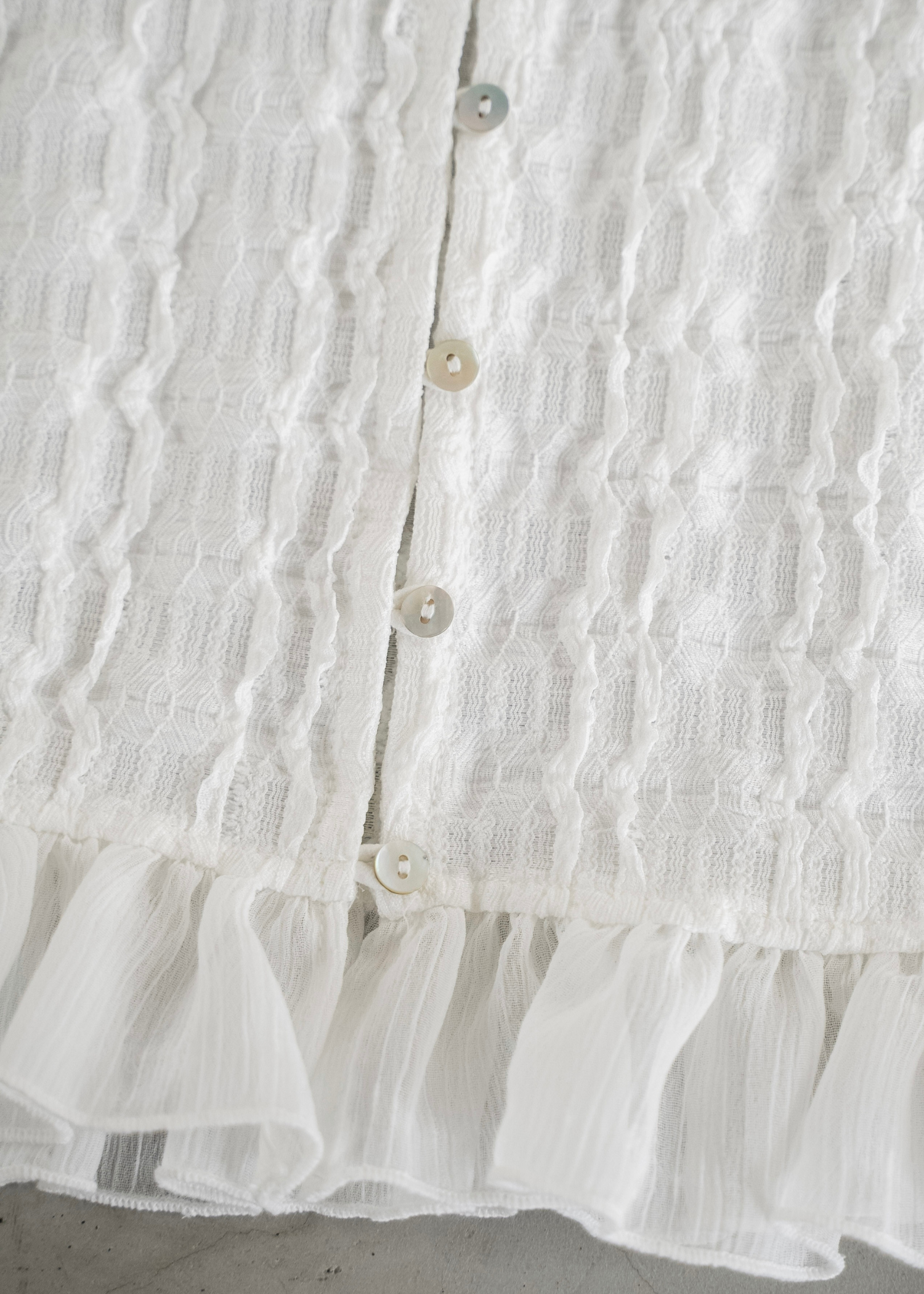 chiffon frill wave line shirring tops