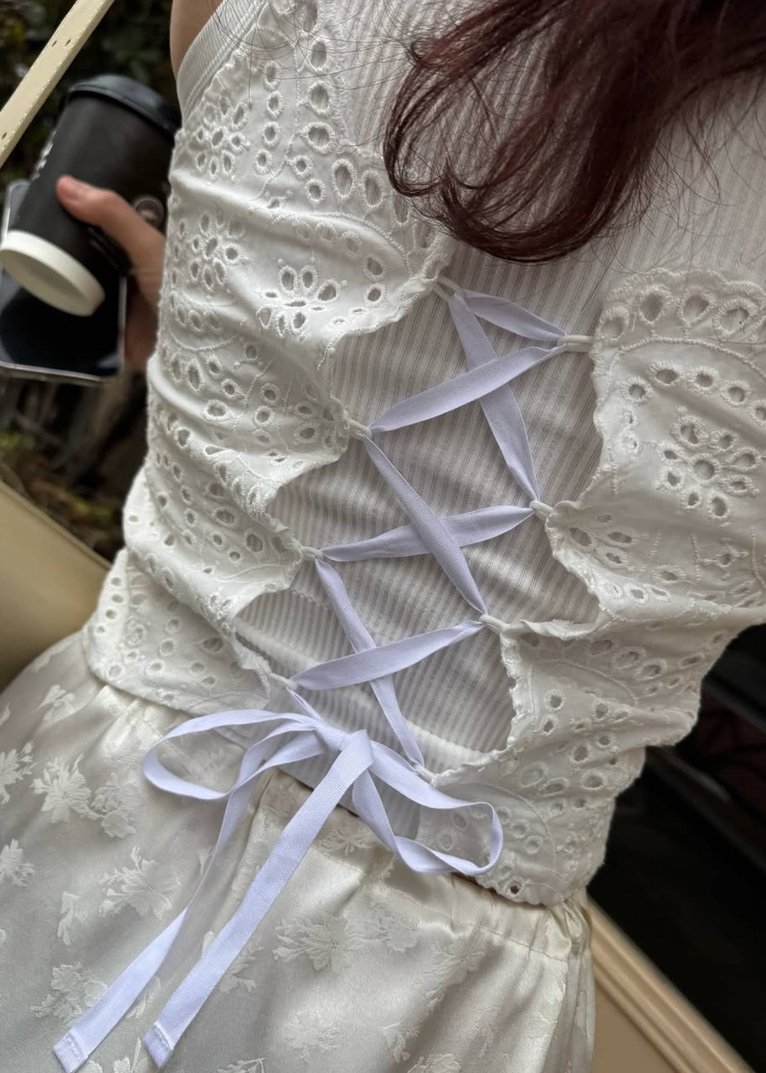 back lace up scalloped lace bustier