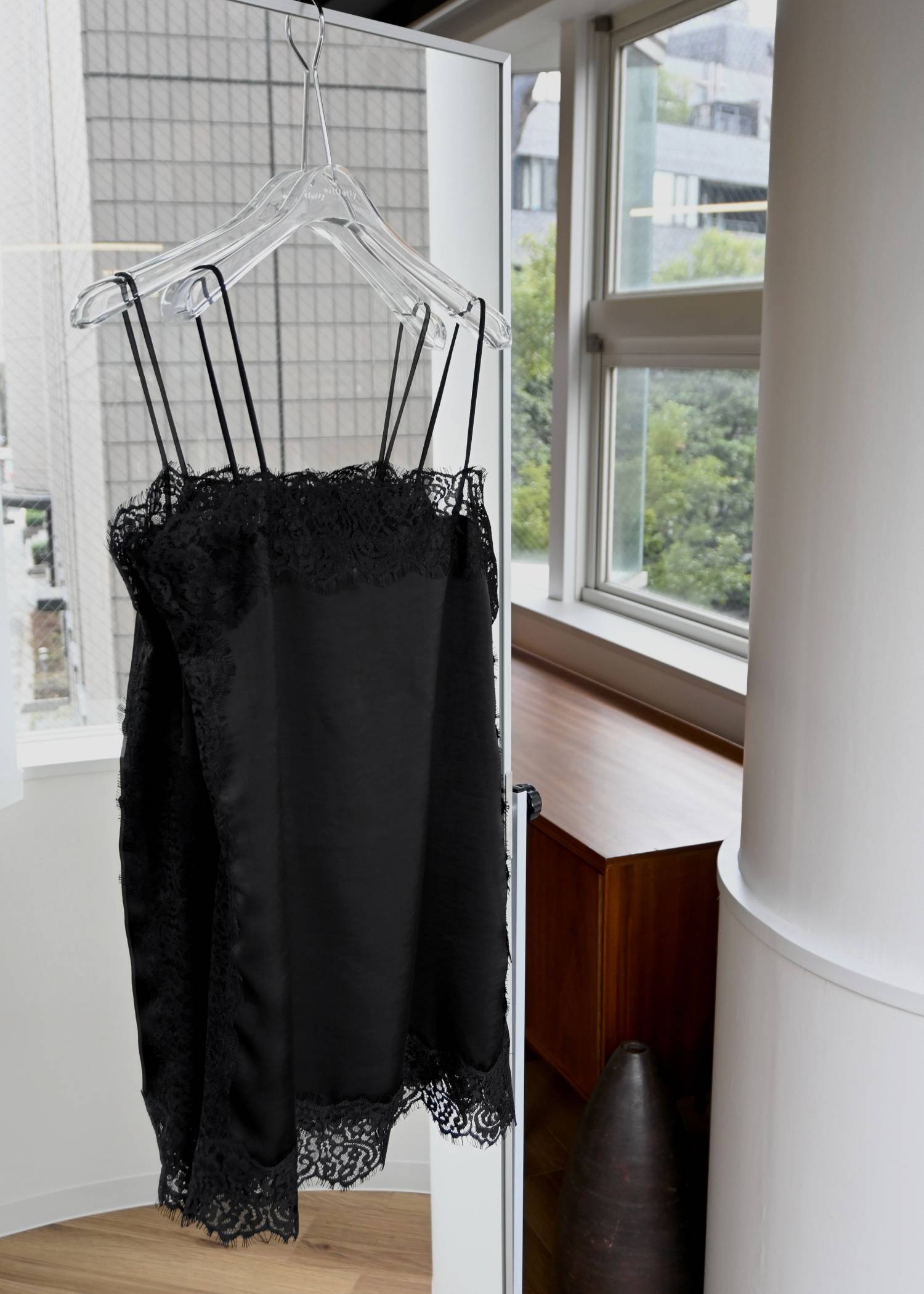 side lace satin square camisole