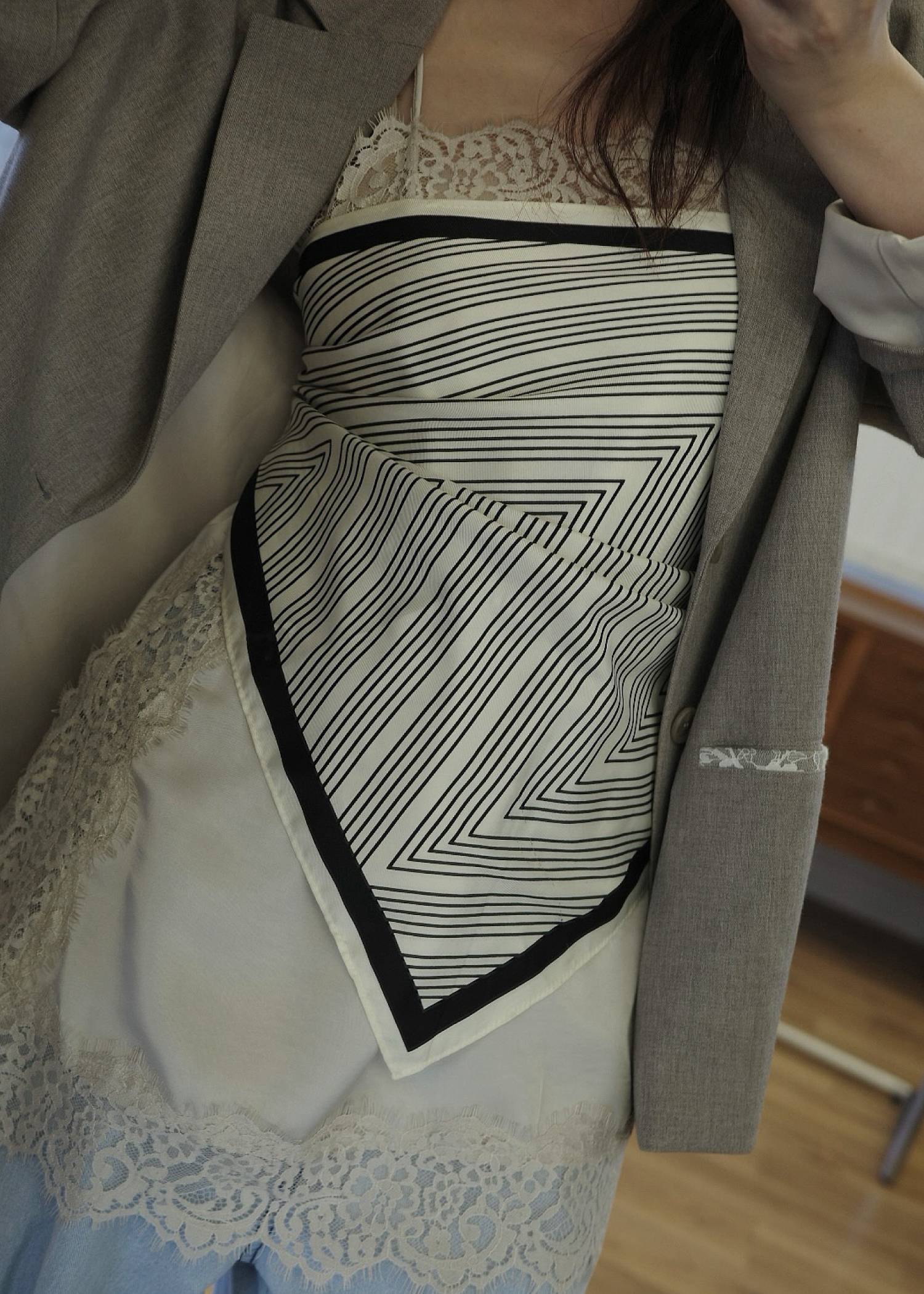 side lace satin square camisole