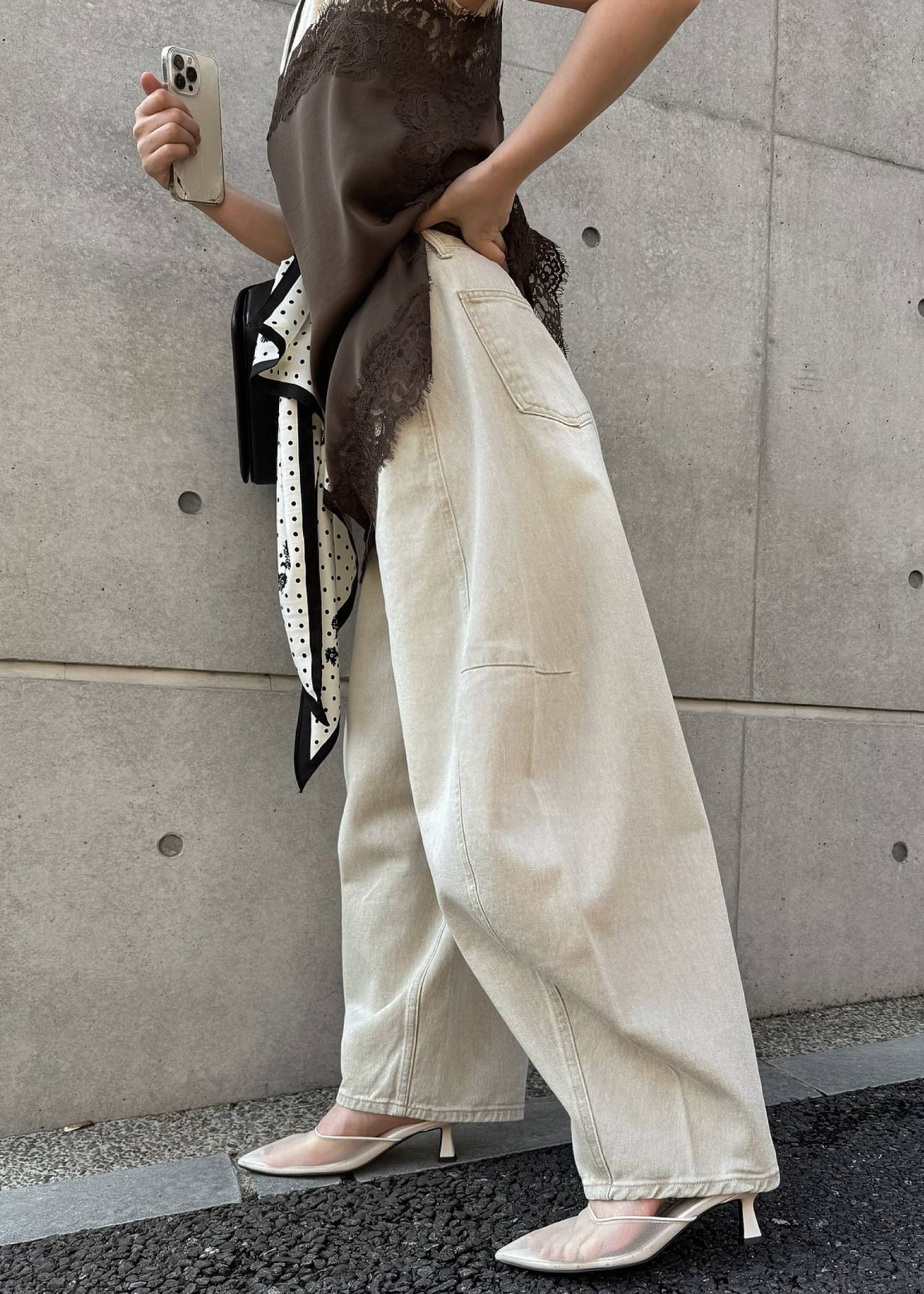 side lace satin square camisole