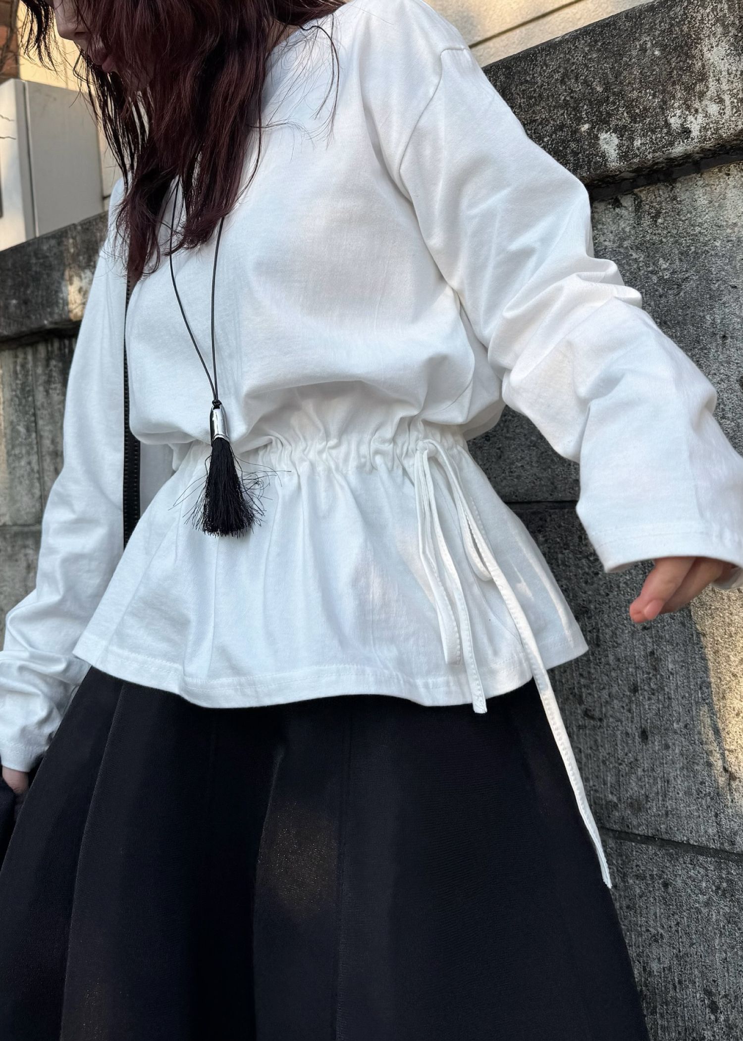 drawstring over size cut and sew tops