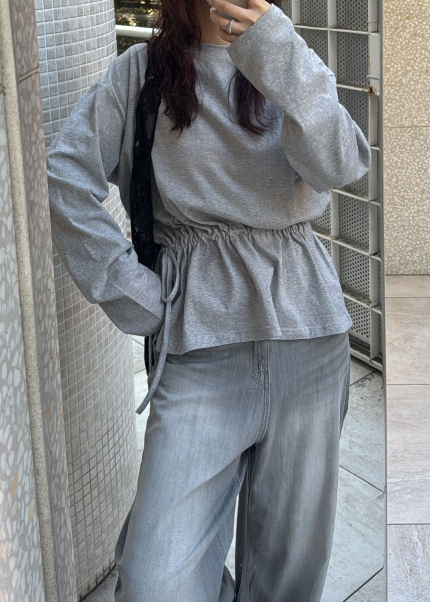 drawstring over size cut and sew tops