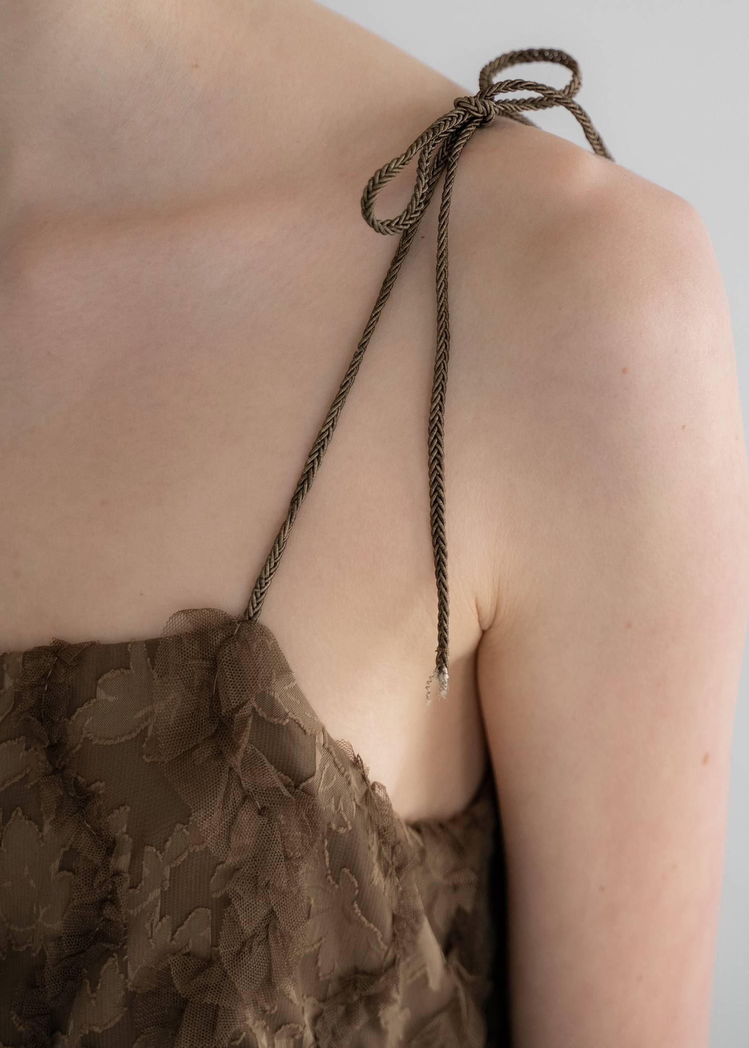 cut jacquard tulle gather camisole