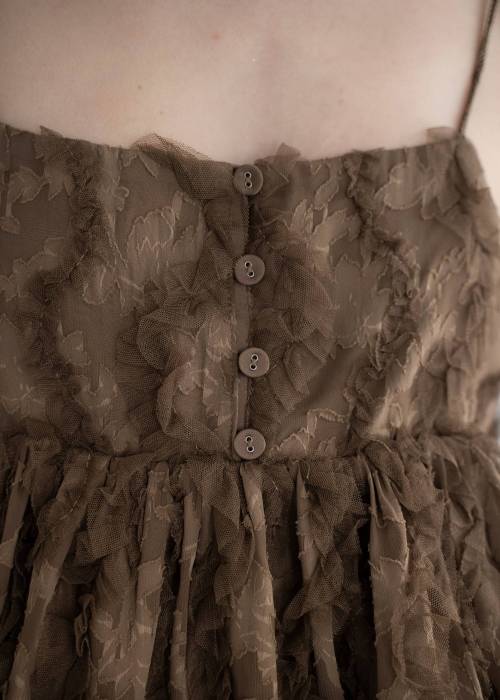 cut jacquard tulle gather camisole