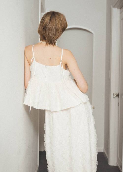 cut jacquard tulle gather camisole