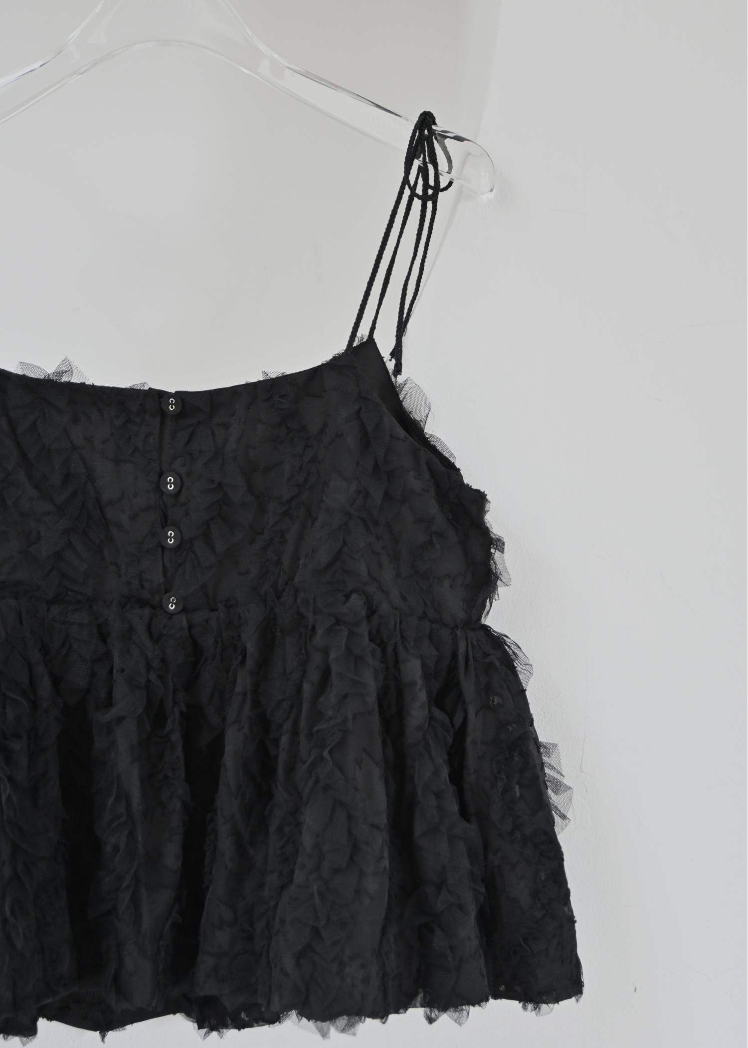 cut jacquard tulle gather camisole