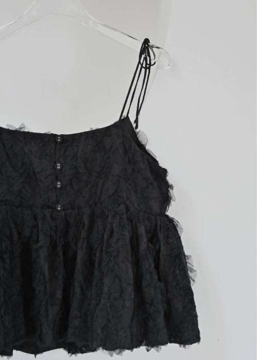 cut jacquard tulle gather camisole
